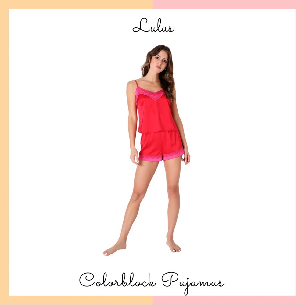 Lulu's Pink Pajama Set with Spaghetti Straps and Sweetheart Neckline